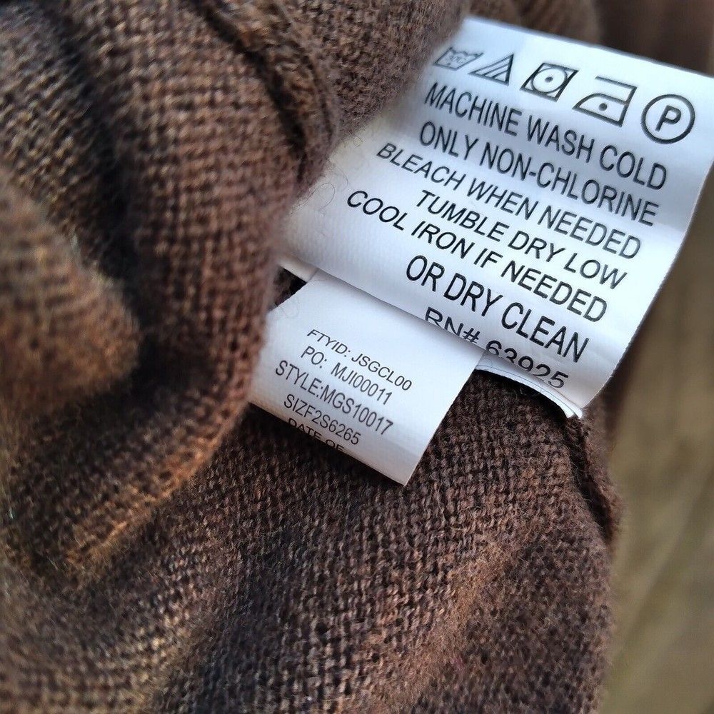Hawker Rye size L cotton cashmere sweater chocolate brown zip neck - Picture 7 of 9